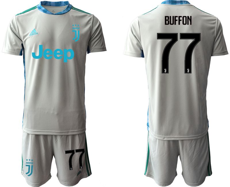 Men 2020-2021 club Juventus gray goalkeeper #77 Soccer Jerseys->juventus jersey->Soccer Club Jersey